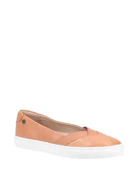 Tiffany' Smooth Leather Slip On Shoes - Tan - Size: 8 - Hush puppies - FashionsVida