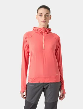 Women's Shine Solen Half-Zip Sun Hoodie Pink XS - Sunset Pink - Female - Helly Hansen - FashionsVida