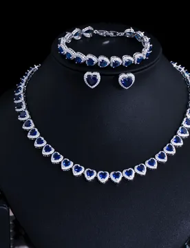 CWWZircons 4pcs Luxury African Cubic Zirconia Royal Blue Heart Shape Bridal Wedding Jewelry Sets for Women Party Collection T580 - Aliexpress - FashionsVida