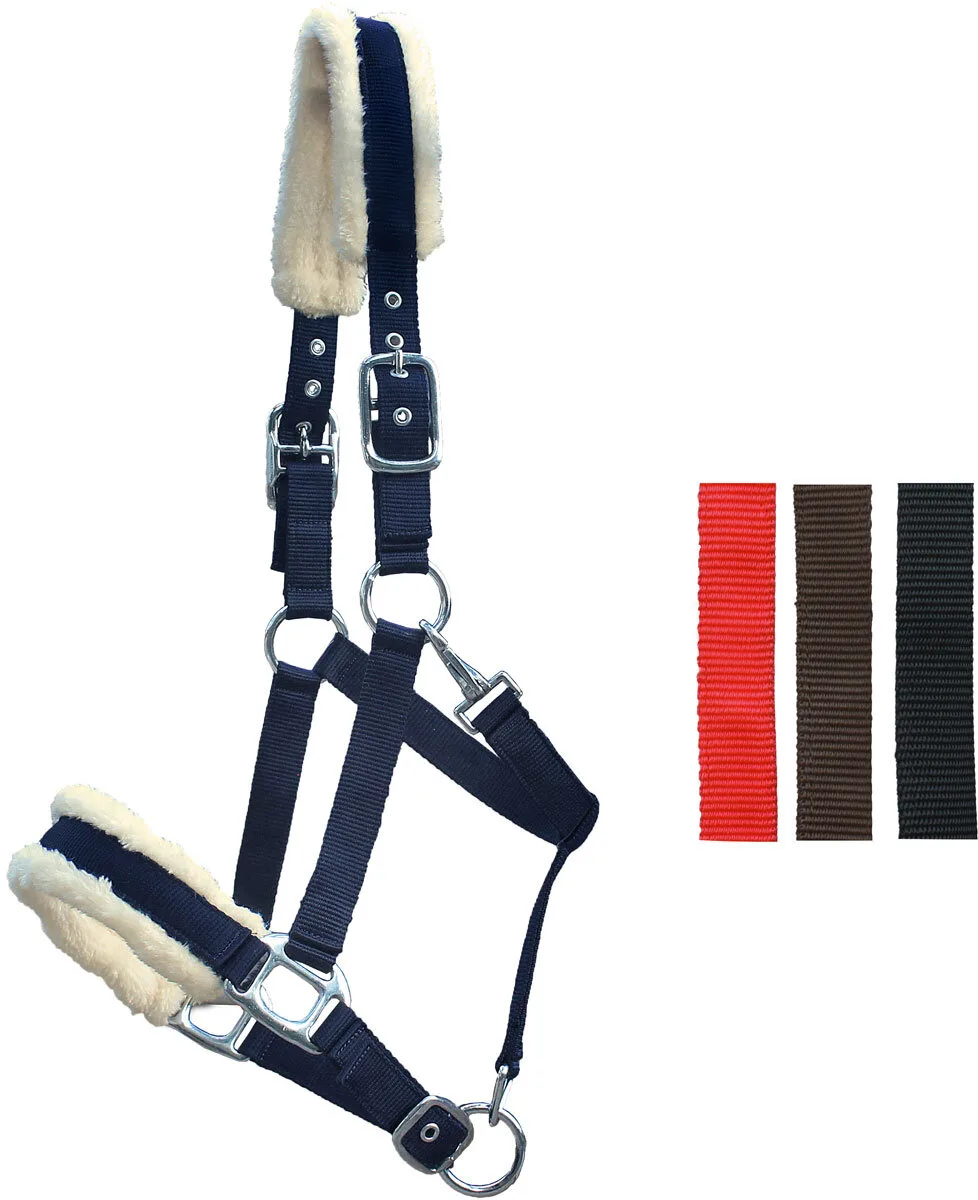 Halfter Plüsch Nylon, navy/natur COB - Euroriding - FashionsVida
