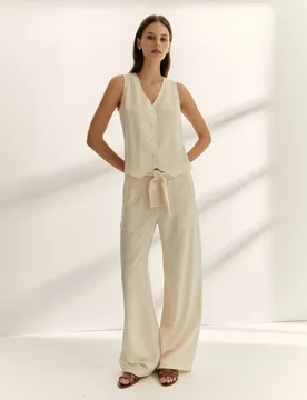 Pantalones anchos de mujer liso - Paz Torras - FashionsVida