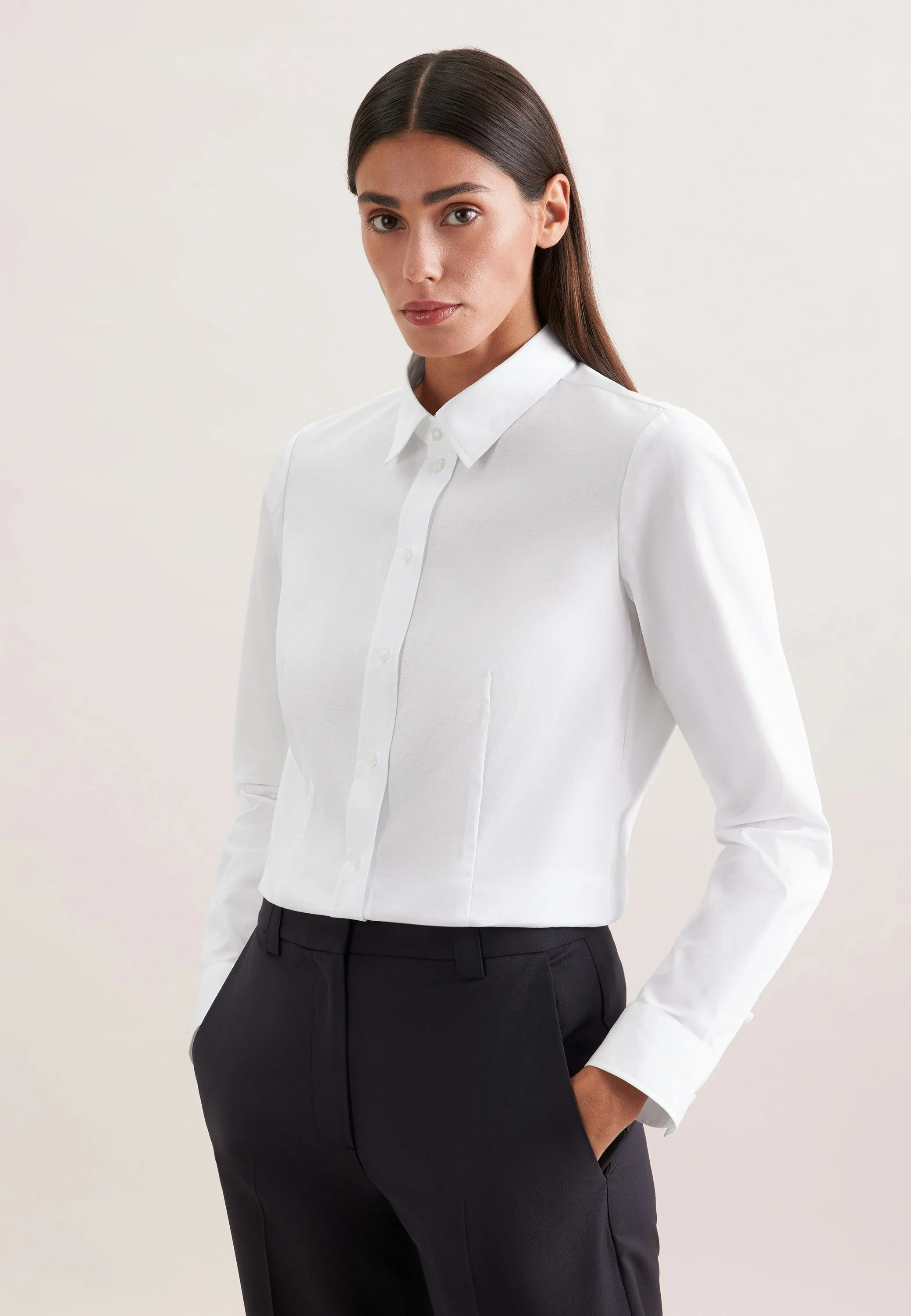 Klassische Bluse Uni Weiß XS - Seidensticker.com - FashionsVida