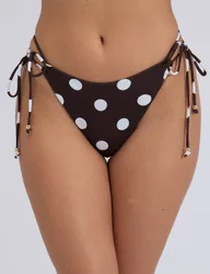 Ibiza Polka Dot Tie Side Bikini Bottoms Brown Mix female