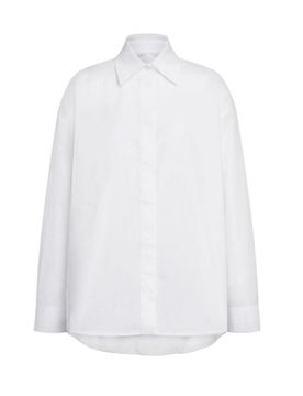 Camicie donna - camicia over in gabardina tinto filo - bianco