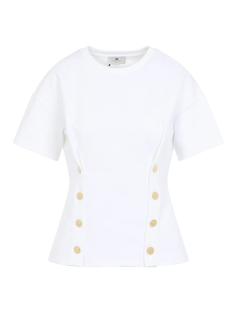 T-shirt con bottoni dorati