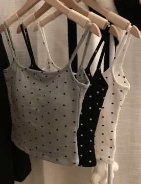 New Polka Dot Camisole Slim Fitted Women Top With Chest Pad Big U Backless Beauty Back Wrap Vest Casual Inner Outer Wear - Aliexpress - FashionsVida