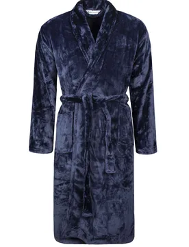 Mens 1 Pack SOCKSHOP Fleece Dressing Gown Navy XL - Blue - Size: Extra Large - Heat Holders - FashionsVida