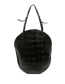 Croc Embossed Leather Curved Shoulder Bag - Celine - FashionsVida