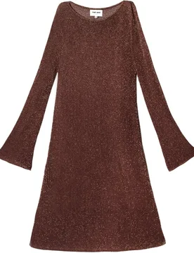 Vestido corto de punto con brillo y diseño acampanado - The-Are - FashionsVida