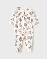 Tutina a gambaletto con maniche lunghe e stampa animaletti all over