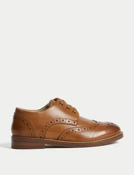 Kids' Leather Brogues (8 Small - 2 Large) Tan male - M&S - FashionsVida