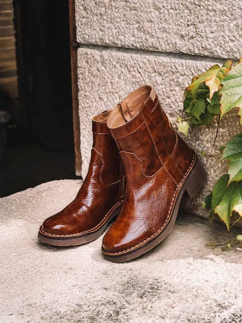 Botines de mujer en piel charol con cremallera lateral | IRIS-CA