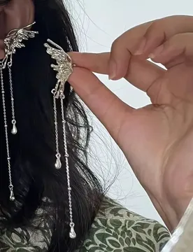 Y2K Fairy Butterfly Wings Tassel Ear Clips Angel Ear Bone Clip Earring Elf Female Hole Cuff Hanging Earring Fashion Jewelry Gift - Aliexpress - FashionsVida