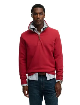 Felpa Con Mezza Zip Essential Pique Prep Red L - Superdry - FashionsVida