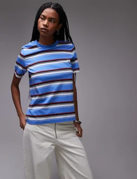 Womens T-Shirt In Blue Retro Stripe - Multicolour - Size 2xs - ARKET - FashionsVida