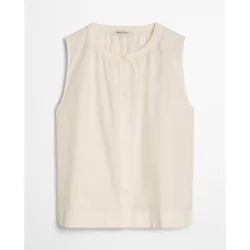 Blusa sin mangas regular de voile de algodón con finos bordados perforados
