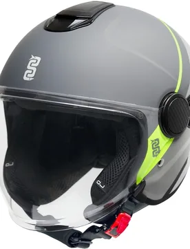 Casco Moto Jet OJ VIAGGIO Grigio Giallo Stripe taglia M - Oj Atmosfere - FashionsVida