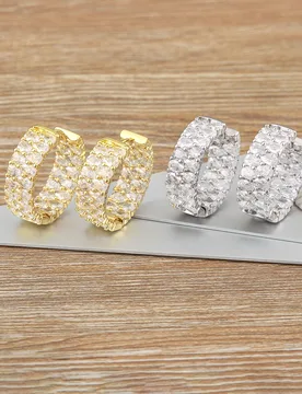 Nidin Top Quality New Fashion Gold Plated Gold/Silver Color Earrings CZ Zircon Ear Hoops Women Round Piercing Aesthetic Jewelry - Aliexpress - FashionsVida