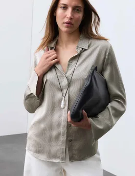 Modal Blend Satin Striped Shirt Ivory Mix female - Autograph - FashionsVida
