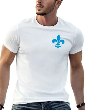 Quebec France blue fleur de lys modern style PQ Qc Royal french francais on white background T-Shirt - Aliexpress - FashionsVida