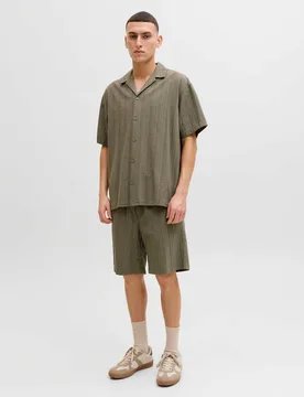 Regular Fit Short Sleeve Shirt and Shorts Set Khaki male - Jack & jones - FashionsVida