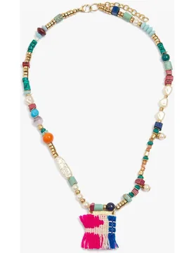 Collar corto con cuentas y abalorio decorativo - Parfois - FashionsVida