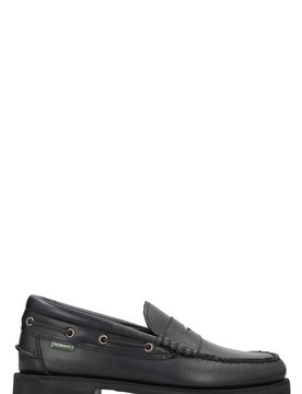 Acadia Leather Loafers with Logo Detail and Rubber Tread Sole