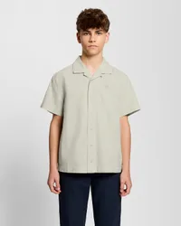 Kids' Short Sleeve Linen Blend Shirt in Grey