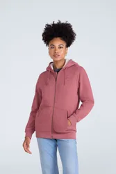 Zuri' Womens Hoodie Fleece Lined Full Zip Adjustable Hood Cosy Jumper Pink - Size Uk 6-8 (Womens)