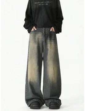 Pantalones vaqueros casuales de pierna ancha con bolsillos para niños adolescentes, con corte holgado - Shein - FashionsVida