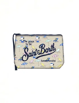 Pochette Aline sabbia in neoprene con stampa Snoopy in spiaggia - MC2 SAINT BARTH - FashionsVida