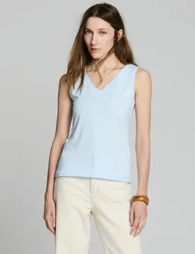 Camiseta básica de mujer cuello pico sin mangas - Escorpion - FashionsVida