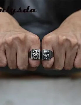 Bague gothic anillos mujer Individuality Ornaments Stainless steel Mask Vintage Ring For Men Bulk Jewelry Boyfriend Gift OSR263 - Aliexpress - FashionsVida