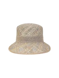 Visiera da sole in paglia da donna beige 57
