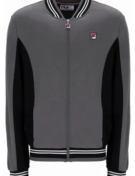 Gunmetal/ Black/ White Settanta Baseball Track Top - XS - FILA - FashionsVida