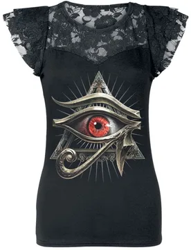 T-Shirt - Evil Eye - M bis XXL - für Damen - Größe M - schwarz - Frauen - female - Spiral - FashionsVida