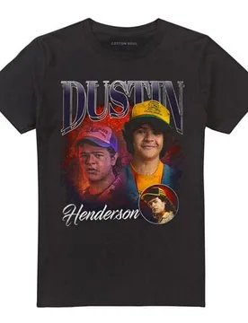 T-Shirt - Season 5 - Dustin Homage - S bis XXL - Größe XXL - schwarz - Lizenzierter Fanartikel - Unisex - unisex - Stranger Things - FashionsVida