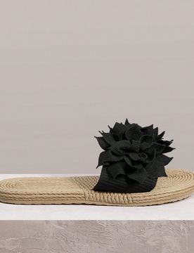 Sandalias planas para mujer, sandalias de verano con punta abierta, trenzadas con cuerda de cáñamo, con diamantes de imitación brillantes, de estil