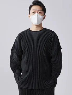 Miyake Pleated T-shirts Stitching Long Sleeve Round Neck Shirt Top Fashion Casual Loose Shirts Men Clothing - Aliexpress - FashionsVida