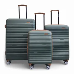 Unisex Expandable Green Hard Shell Abs Suitcase 8 Wheel Travel Large Luggage - Size Medium