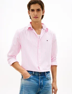 Camisa de caballero de manga larga estampada de popelín - Tommy Hilfiger - FashionsVida