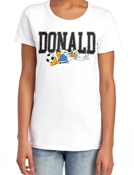 Donald Duck Football Kick Tee, White T-Shirt - White - Size: L - Disney - FashionsVida