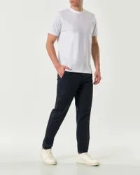 Pantalone chino blu in tessuto diagonale di cotone stretch