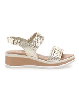 Sandali beige con intrecci brillanti e zeppa bassa 12277 37