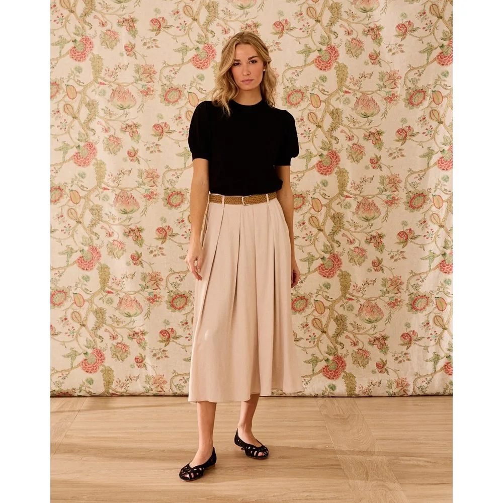 Falda de lino plisada de mujer - Polin et Moi - FashionsVida