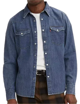 Barstow western standard med camisa manga larga hombre Azul (M) - Levis - FashionsVida