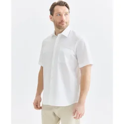 Camisa de manga corta de vestir lisa de hombre tallas grandes