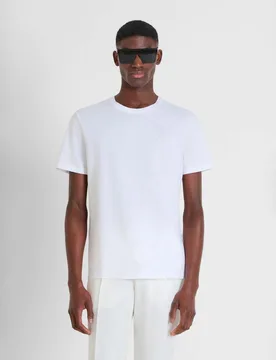 T-shirt mezza manica bianca in puro cotone fiammato con logo sigla in tono - Antony Morato - FashionsVida