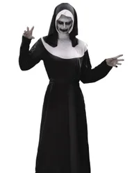 Zombie-Nonne Halloweenkostüm-Set für Damen 8-teilig schwarz-weiss - female