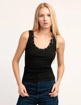 Camiseta interior de mujer de punto canalé con detalle metálico - Admas - FashionsVida